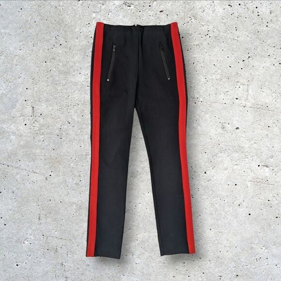 NWOT Rag & Bone Simone Pants Equestrian Stretch Navy Red Zipper Pockets Crop 2 - Picture 1 of 12